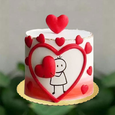 "Round shape Pineapple cake with Little Hearts (fondant Cake) 3Kgs - Click here to View more details about this Product